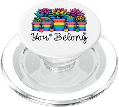 You Belong Gay Pride Plantes arc-en-ciel et plantes succulentes LGBT PopSockets PopGrip pour MagSafe