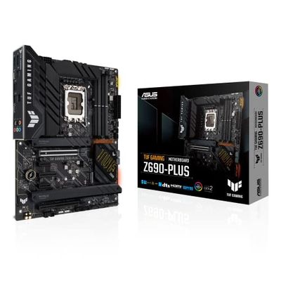 ASUS TUF Gaming Z690-PLUS Scheda Madre Gaming ATX, Intel Z690, LGA1700, DDR5, PCI 5.0, 14+1 Fasi di Alimentazione, Intel 2.5Gb LAN, Realtek 7.1 Sorround, 4xM.2, 4xSATA 6GB/s, Aura Sync RGB