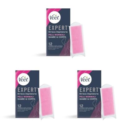 Veet Expert Strisce Corpo e Gambe Pelli Normali, 6x2 strisce (Confezione da 3)