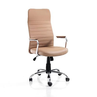 Wink Design Seabrook High Brown Bureaustoel, metaal, bruin, chroom, H108/118 x 56 x 62 cm
