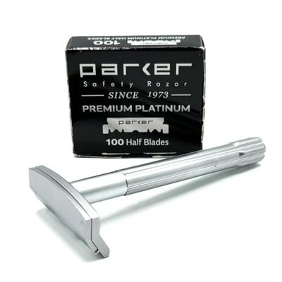 Parker Rasoio di sicurezza SoloEdge Single Edge con 100 lamette Parker Platinum Single Edge incluse