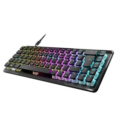 Turtle Beach Vulcan II Mini Air – optycznie mechaniczna bezprzewodowa klawiatura do gier (65%), regulowane oświetlenie RGB, odłączany kabel, Smart Keys, płyta aluminiowa – czarna