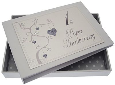 White Cotton Cards Mini-Album pour 1e Anniversaire Motif Love Tree