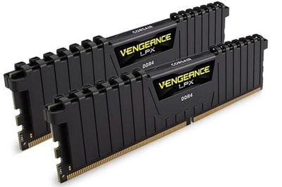 Corsair CMK8GX4M2A2400C16 Vengeance LPX Kit di Memoria RAM da 8 GB, 2x4 GB, DDR4, 2400 MHz, CL16, Nero, dissipatore calore