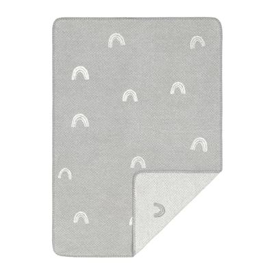 LÄSSIG Baby Knitted Blanket Baby Blanket Woven 100% Organic Cotton GOTS/Woven Blanket Rainbow Grey