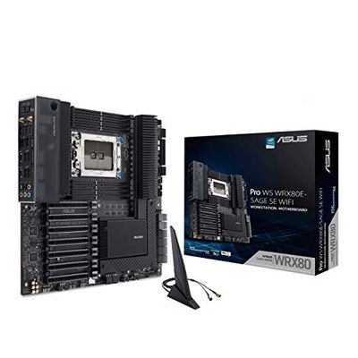 ASUS Pro WS WRX80E-SAGE SE WIFI AMD Threadripper Pro EATX scheda madre (PCIe 4.0, ASMB9-iKVM, 2x10GB LAN, 7xPCIe 4.0 X16, 3xM.2, 2xU.2, 11 porte USB 3.2 Gen 2, 8 canali DDR4 ECC)