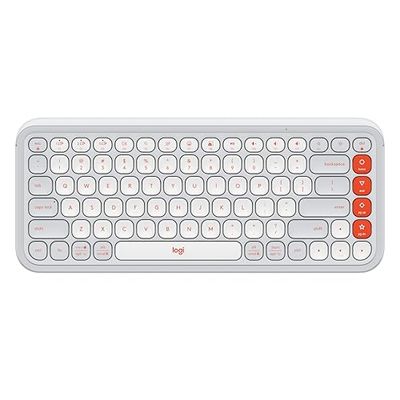 Logitech Pop Icon Keys Teclado inalámbrico Bluetooth, Escritura cómoda, Teclas programables, Cambio fácil Entre hasta 3 Dispositivos, para portátil, Tablet, PC - Blanco, QWERTY