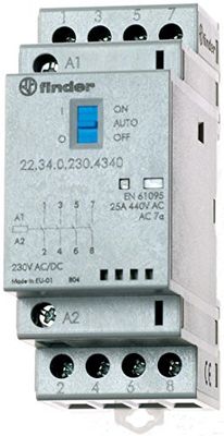 Finder série 22 – Contacteur Modulaire 3 NA + 1NC AgSnO2 Selector + indicateur + LED