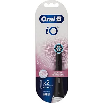 Oral-B iO Lot de 2 brossettes de nettoyage en douceur pour brosse à dents électrique Oral-B - Noir