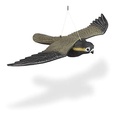 Relaxdays Halcón Espantapájaros para Colgar, Plástico, Negro, 8x35x58 cm