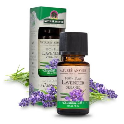 Nature's Answer Óleo essencial orgânico 100% puro, lavanda, 0,5 onças
