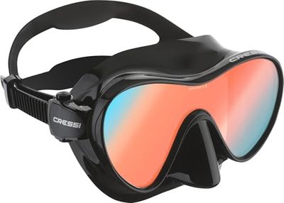CRESSI F1 Mask Black Lenses Duikmasker voor volwassenen, uniseks, frameloze enkele lenzen, zwart ultravision blauwe lens, eenheidsmaat