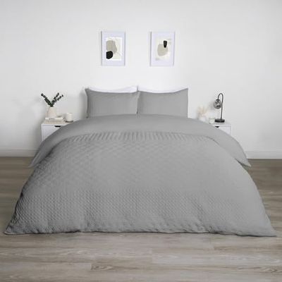 OHS Set copripiumino singolo Pinsonic Tribal, grigio biancheria da letto di lusso, copripiumino singolo con federa, ultra morbido, decorativo, goffrato moderno, biancheria da letto, grigio