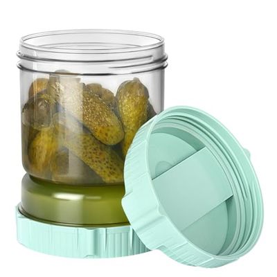 VINATO Bote para Aceitunas con Escurridor Capovolteable | Recipiente Encurtidos Hermético, Almacenaje Cocina | 1.5L (Aceitunas, Jalapeños)