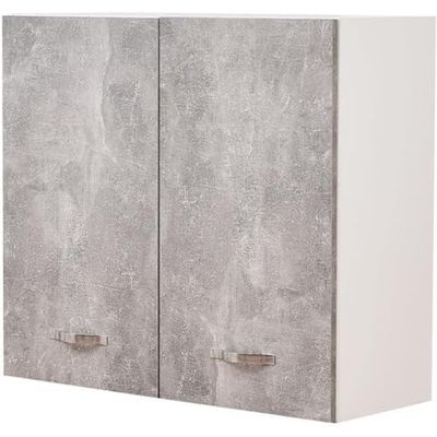 Shally Dogan Armoire Murale Suspendue en Bois avec Deux Portes, 1 étagère et 2 Compartiments, Armoire Murale spacieuse et résistante, Dimensions 80 x 32 x 72 cm (Gris)