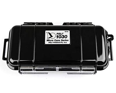 PELI 1030 Estojo técnico ao ar livre para proteger objetos pessoais em atividades de escalada, pesca e caiaque, IP67 impermeável ao pó, 0,6 L de capacidade, fabricado nos EUA, cor preta