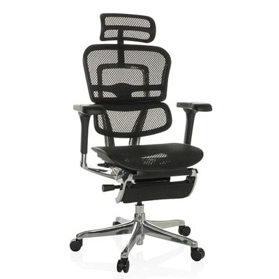 hjh OFFICE Directiestoel met voetensteun ERGOHUMAN PLUS LEGPRO GEN2 Origineel ontwerp, bureaustoel met volledige ergonomische eigenschappen, zwart mesh