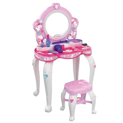 Chicos - Coiffeuse Enfant Fille Top Star | Jeu d'imitation | Coiffeuse avec Miroir et Tabouret Jouet | 12 accessoires | Ma Premiere Coiffeuse (87398)