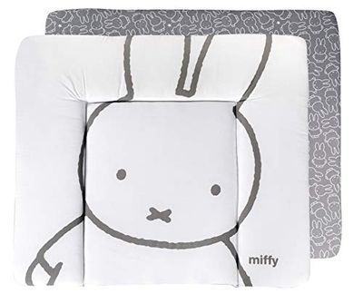 roba Colchón Cambiador para Bebés 85 x 75 cm miffy - Bordes Elevados - Para Mesa Cambiador - Sin Ftalatos - Estampado de Conejo - Dos Caras Gris / Blanco
