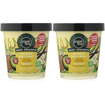 Organic Shop Body Dessert Banana Milkshake Repairing Body Cream, 450 ml (Pack of 2)