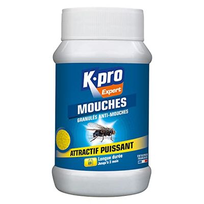 KAPO Granules Anti-Mouches Foudroyants - 300 gr - Idéal pour éliminer les Mouches - Sans Odeur - Attractif Puissant - Sans émanation - Protection Longue Durée, neutre