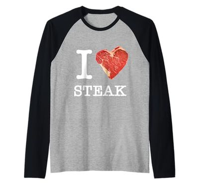 Motivi creativi di bistecca per gli appassionati di carne Maglia con Maniche Raglan