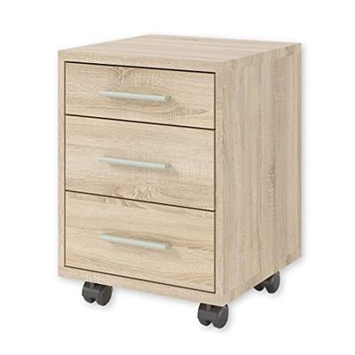 OFFICE LINE Rolcontainer bureau in eiken sonoma-look - mobiele kantoorkast met laden - modern kantoormeubel complete set - 40 x 56 x 40 cm (B/H/D)