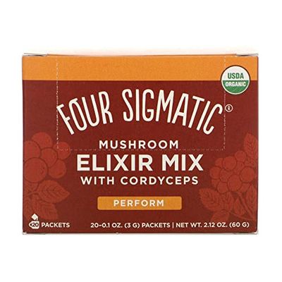 Cordyceps Mushroom Elixir by Four Sigmatic | Coffee Alternative with Organic Cordyceps Mushroom Powder, Rose HIPS & Schisandra | Support Energy & Athletic Performance, Keto & Portable | Pack of 20