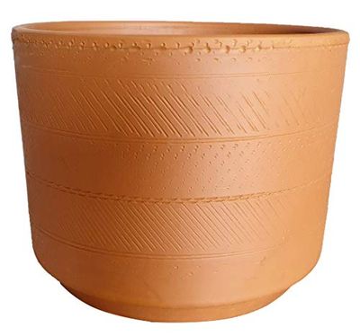 VASO CILINDRO IN TERRACOTTA (SET 3 PEZZI) + SOTTOVASI IN TERRACOTTA (3 PEZZI); VASO: DIAMETRO CM. 16, ALTEZZA CM. 13. GIARDINAGGIO CIOTOLA IN COTTO PIANTINE GRASSE