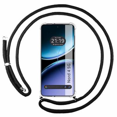 Tumundosmartphone Transparent hängande fodral för Oneplus Nord 4 5G med svart snöre