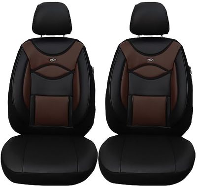 BREMER SITZBEZÜGE Afmetingen stoelhoezen van kunstleer, textielleer, compatibel met Audi Q2 GA bestuurder en passagier vanaf 2016 D103, zwart/bruin