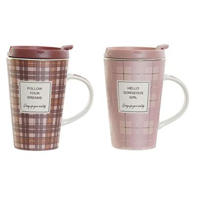 DKD Home Decor Tasse pour Infusion, Céramique, Rose, Marron, Estándar