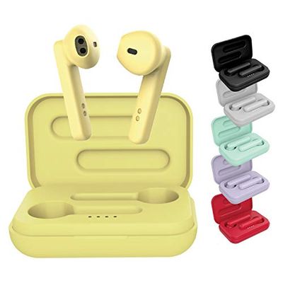 BlueElement Pop Écouteurs Bluetooth 5.0 TWS - Écouteurs sans Fil Son Stereo 3D HD, Autonomie 6H, Etui de Chargement LED, Facile à Connecter, Micro Intégré, Confortables pour iPhone/Android (Jaune)