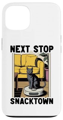 Next Stop Snacktown Cat Robot Vacuum Cleaner Cat Case for iPhone 13