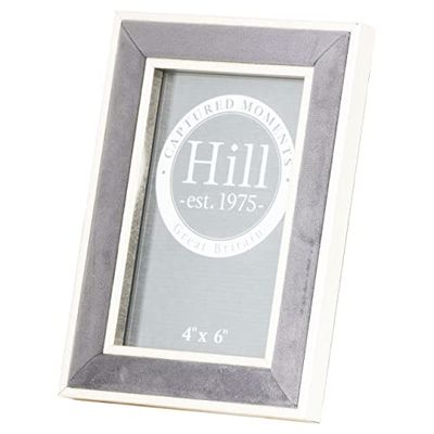 Hill Interiors Silver Edged Grey Velvet 4X6 Photo Frame, Mixed, 0 x 0 x 0.25 cm