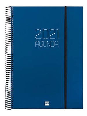 Finocam - Agenda 2021 1 Dag sida Spiral Opaque Blå Katalanska
