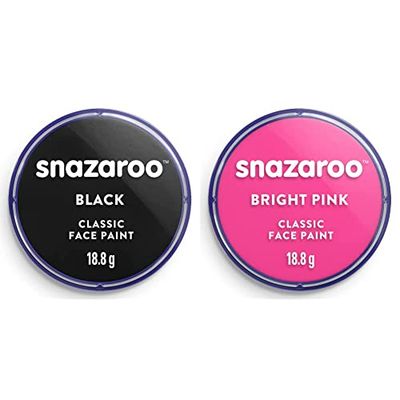 Snazaroo Colore Per Viso 18ml Nero & 1118058 Pittura Per Viso, Rosa Brillante, 18 ml, 1 Pezzo