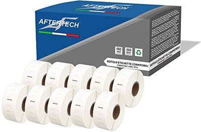 Aftertech 10x 11352 25x54mm Rouleaux d'étiquettes adhésives compatibles (500 étiquettes/rouleau = 5000 au total) pour imprimantes d'étiquetage Dymo LabelWriter S0722520 10x11352