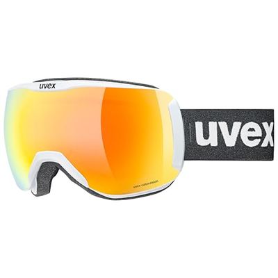 uvex downhill 2100 CV - skidglasögon för dam och herr - kontrasthöjande - distorsions- & imskydd - white matt/orange-green - one size