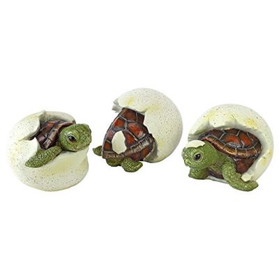 Design Toscano QM2562500 Statuette Tre Tartarughe Appena Uscite dal Guscio, Multicolore, 9x10x6.5 cm