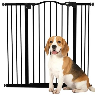 PawHut 74-100cm Adjustable Metal Pet Gate Safety Barrier w/Auto-Close Door Black