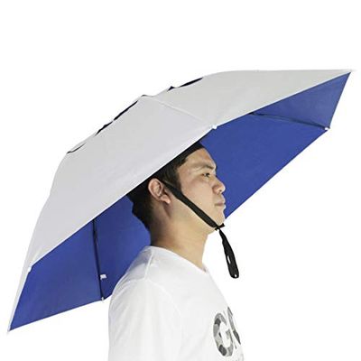NEW-Vi Chapeau parapluie de pêche pliable chapeau de pluie réglable multifonction extérieur