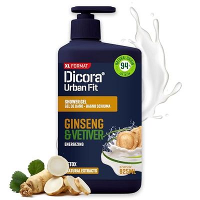 Dicora Urban Fit | Gel doccia energizzante con estratti di Vetiver e Ginger | Gel da bagno che dona una sensazione unica e stimolante | Dimensione 825 ml