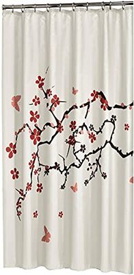 Sealskin Blossom Cortina de duche 180 x 200 cm poliéster vermelho