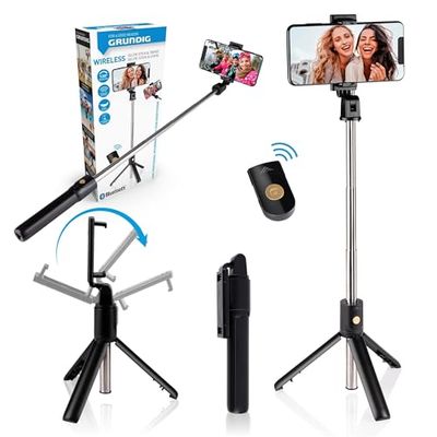 Grundig Selfiestick en statief voor mobiele telefoon - Bluetooth - met afstandsbediening - 120° draaibaar