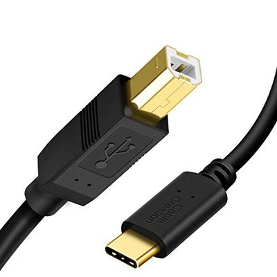 CableCreation USB C naar USB B printerkabel 2 m, USB C printerkabel/scannerkabel compatibel met MacBook Pro, HP, Canon, Brother, Samsung printers etc, 6,6 ft/zwart