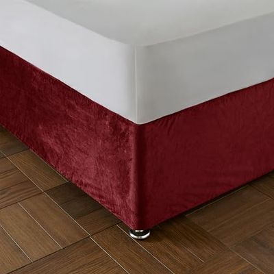 Catherine Lansfield Kingsley Matt Velvet King Elasticated Divan Base Wrap Raspberry