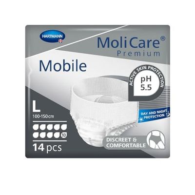 MOLICARE Premium Mobile 10G T3 Large Pack de 14 Protection pour Incontinence, Coton
