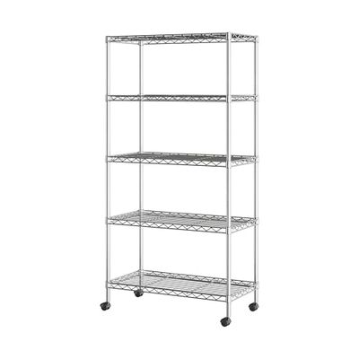 Seville Classics voor thuis, keuken, kantoor, garage, slaapkamer, kast, geplateerd staal, 5-tier, 30" B x 14" D (nieuw model)