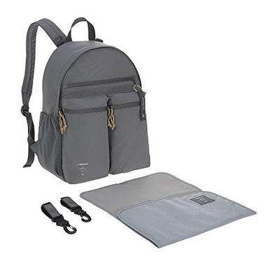 LÄSSIG 1103030236 Baby luierrugzak met aankleedmat, kinderwagenbevestiging/casual Urban Backpack antraciet, grijs, 646 g